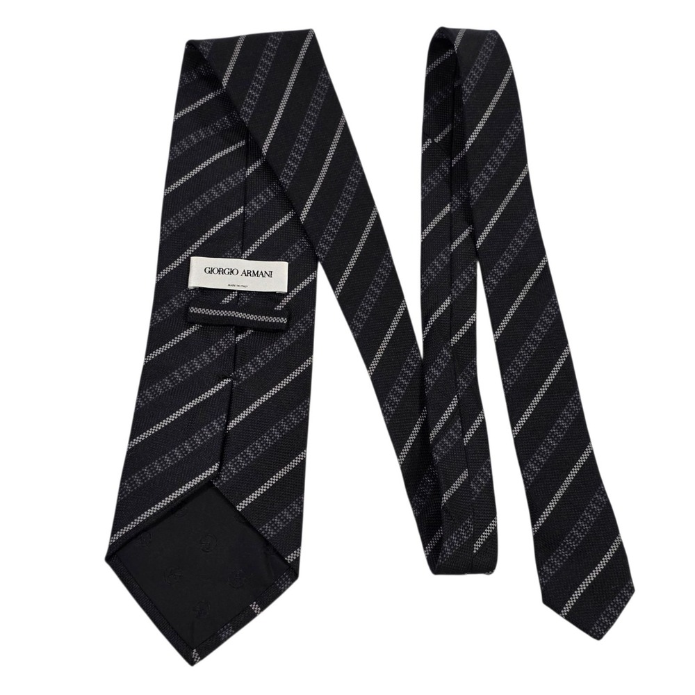 GIORGIO ARMANI Striped Silk Necktie Formal Business Accessory‎ Black/Gray
